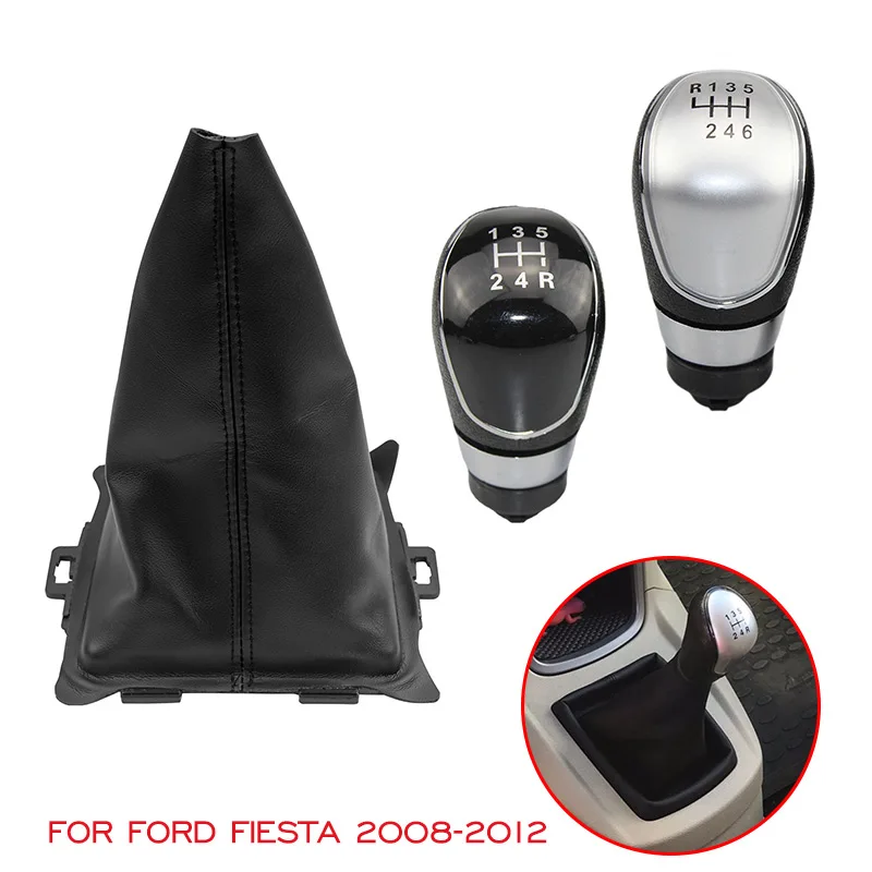 5/6 Speed Manual Gear Shift Knob Lever Shifter Gaiter Boot Cover Case For Ford Fiesta 2008 2009 2010 2011 2012 Car Styling