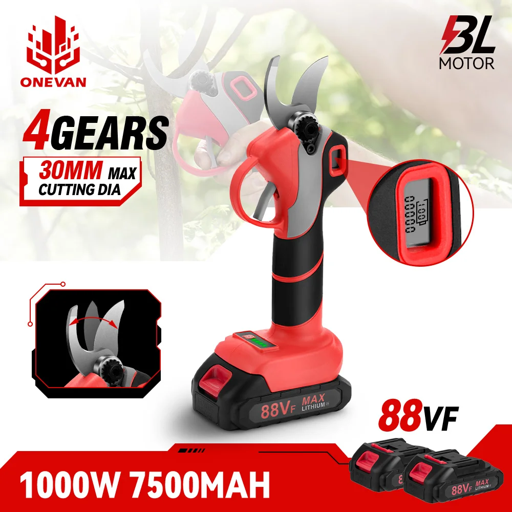 30mm 4 Gears Brushless Electric pruning shears Pruner Shear Cordless Tree Branches Pruning Garden Tool For Makita 18V Battery