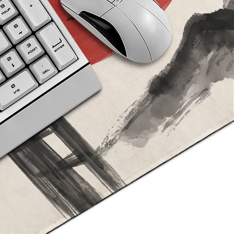 Mouse Pad Gamer Red Sun Sakura Torii XL Computer HD Home Mousepad XXL Playmat Natural Rubber Carpet Office PC Table Mat