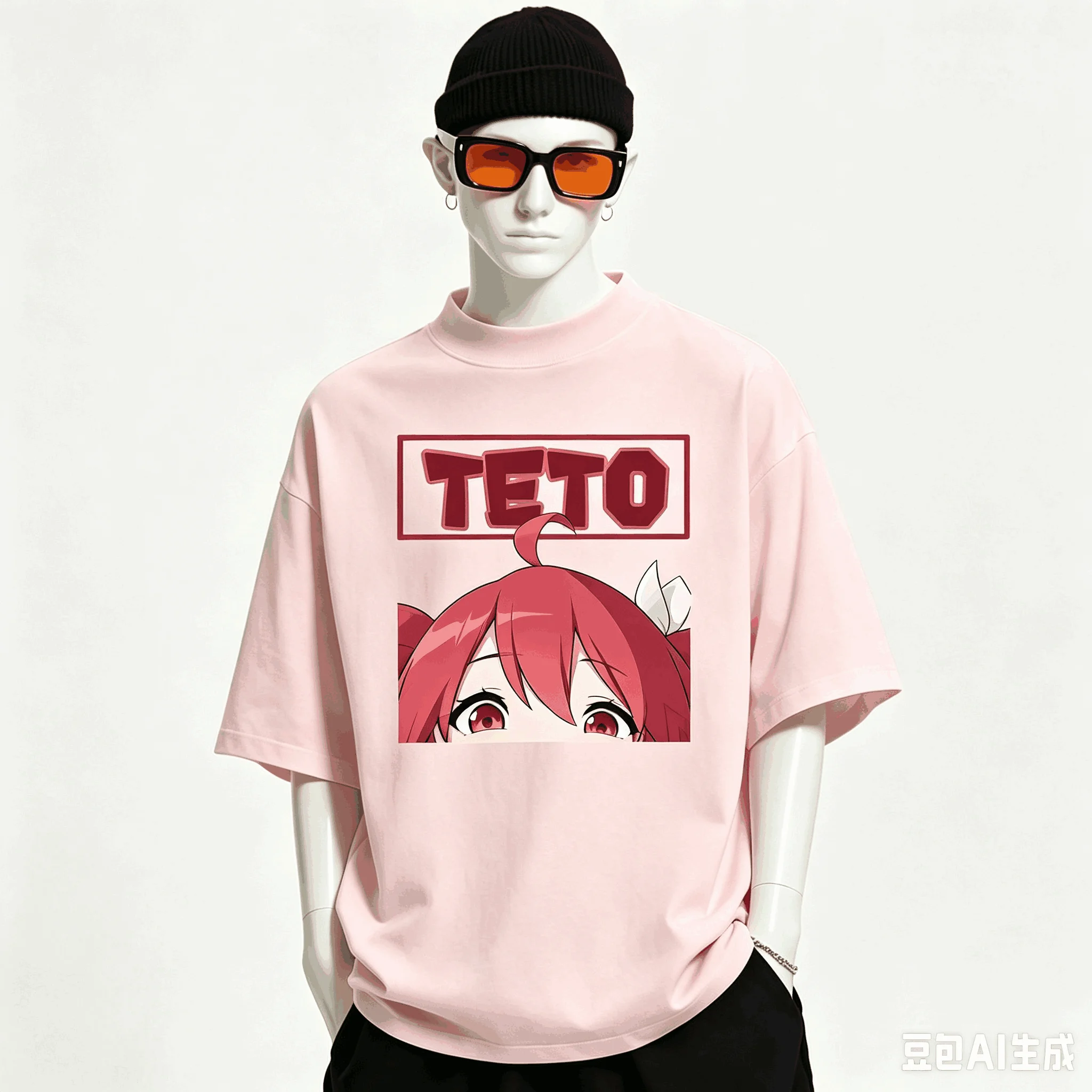 Kasane Teto Übergroßes Unisex-T-Shirt mit Grafikdruck und Rundhalsausschnitt für Männer und Frauen, hochwertige Y2k-Kurzarm-Streetwear aus weicher Baumwolle – Detail 3