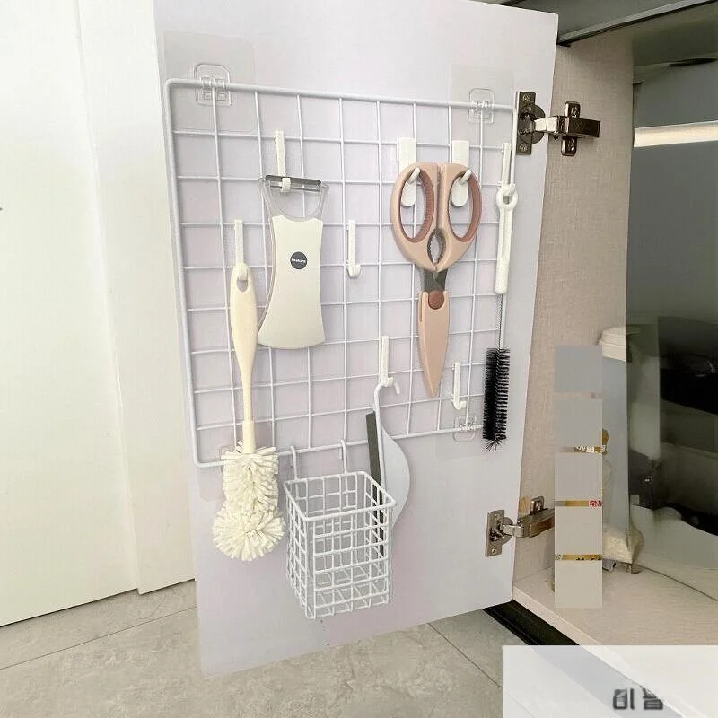 support-de-rangement-multi-usages-en-acier-carbone-pour-portes-d'armoires-de-cuisine-sans-percage-pour-l'organisation-au-dessus-des-armoires