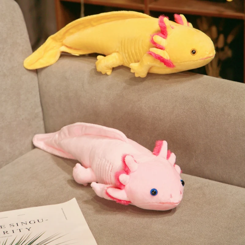 Juguete de peluche Kawaii Newt de 45cm, muñeco de salamandra Axolotl, suave, Hexagonal, arowana, almohada de apaciguamiento, cojín, regalo para niños, decoración