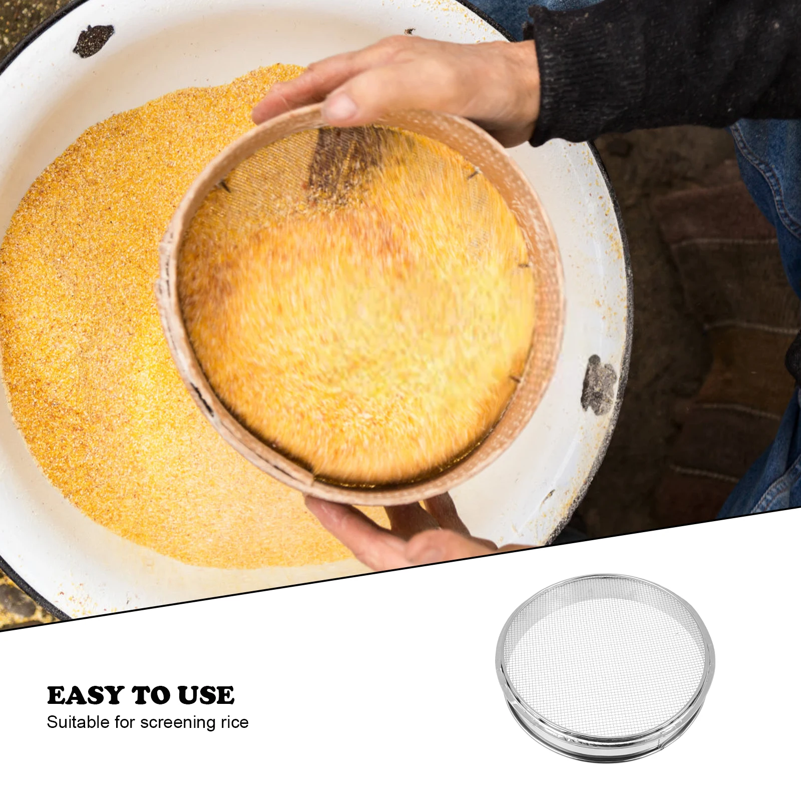 

Stainless Steel Corn Sifter Mesh Grains Tool Kitchen Sieve Portable Handheld Cereal Strainer Wear Resistant for Cereals