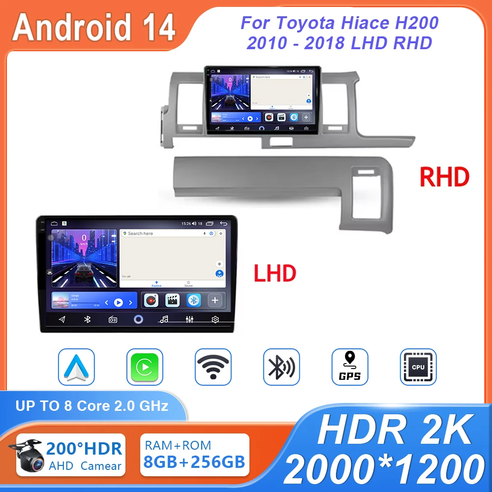 

Автомобильный радиоприемник для Toyota Hiace H200 2010-2018 LHD RHD Carplay Navigation GPS Android Auto Miltimedia Player Stereo Head BT No 2din