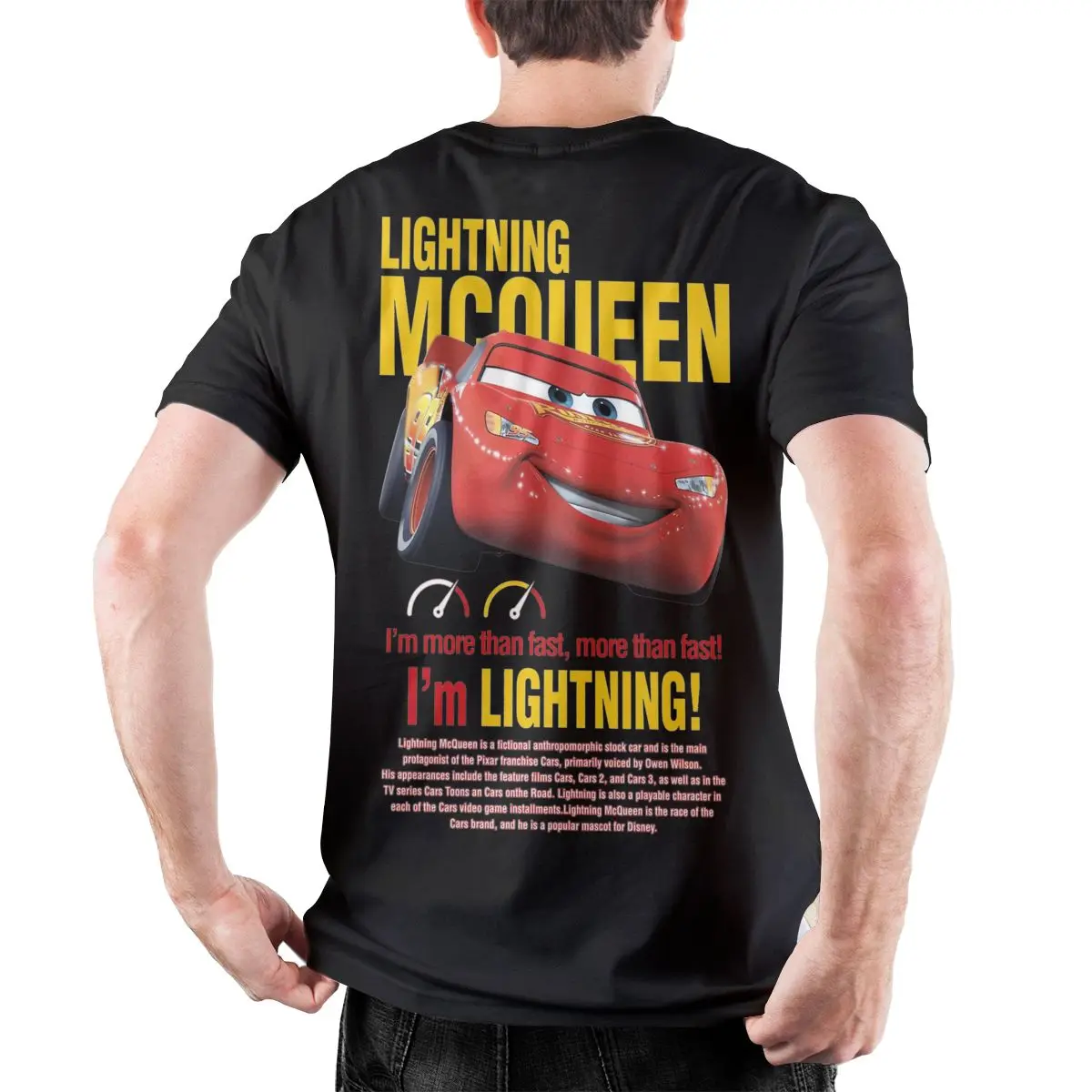 Lightning Mcqueen Cars T-Shirts for Men Awesome Cotton Tees Crew Neck Short Sleeve T Shirt Birthday Gift Tops