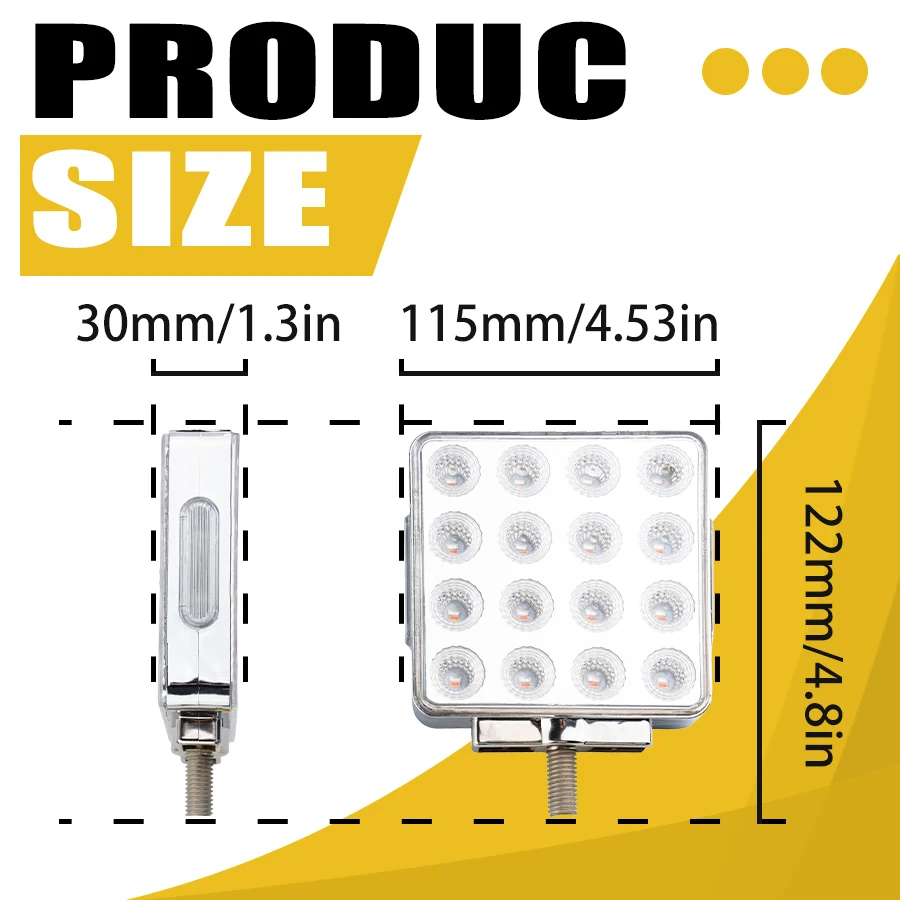 2-pack LED vehicle lights, turn signals and auxiliary LED base lights, 16 LED headlamp bulbs, suitable for semi-trucks, RVs, cam