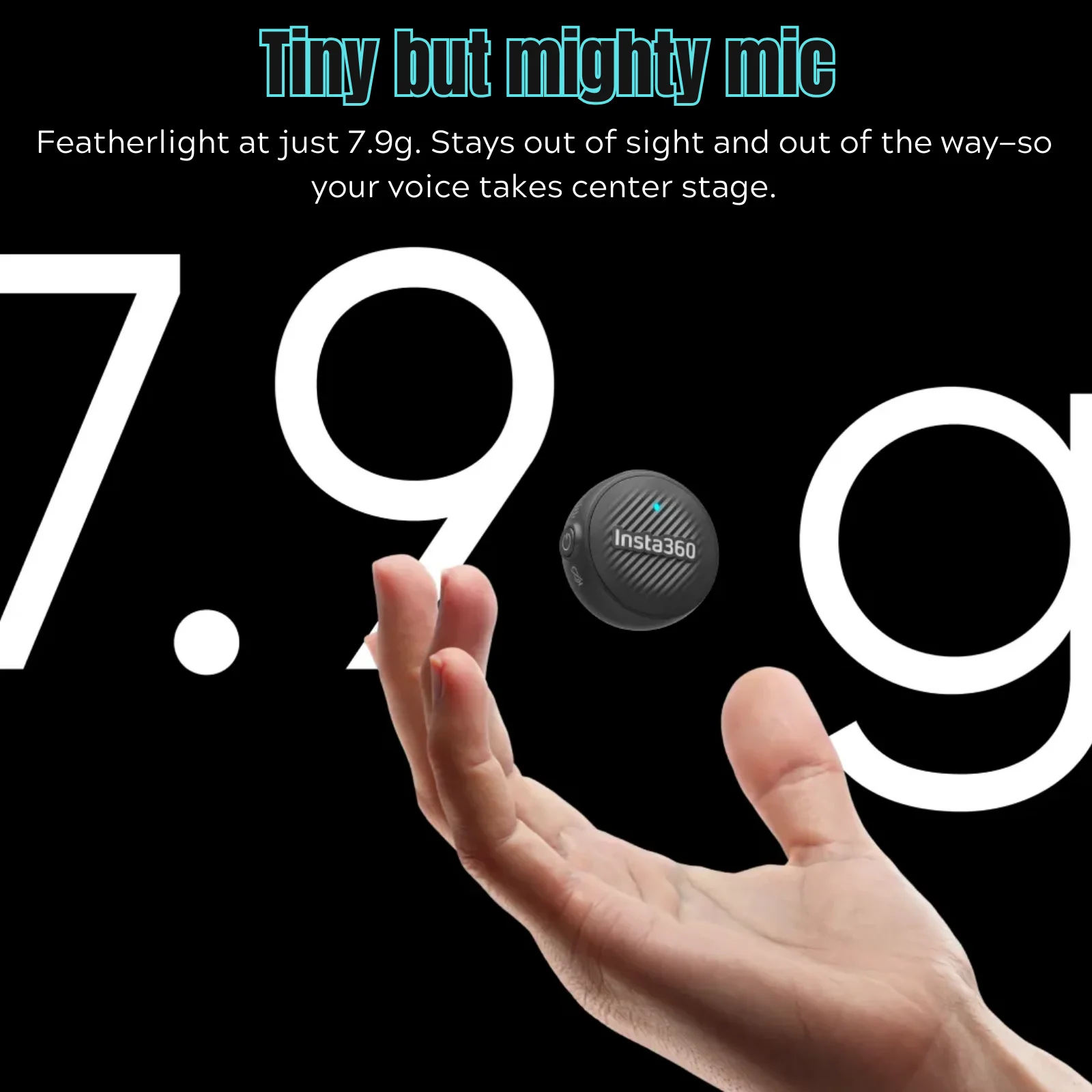 Insta360 Mic Air Mini 7.9g 48k هرتز جهاز إرسال مغناطيسي ميكروفون الصوت لـ Insta 360 X5 X4 Air Ace Pro 2 ملحق أصلي