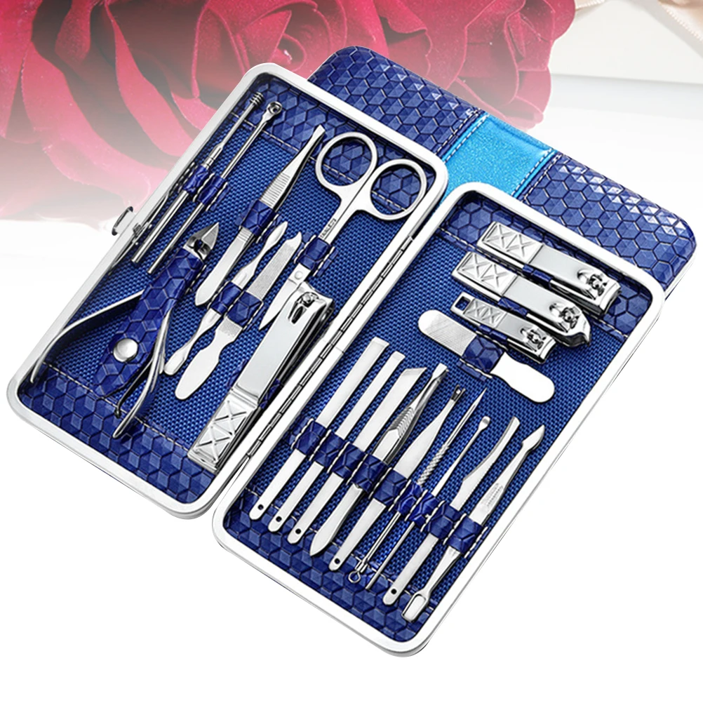 21Pcs Nail Clipper Set Stainless Steel Professional Manicure Tools for Quick Easy Nail Trimming and Shaping Black
