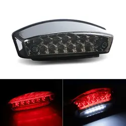 15 LED Motorcycle Stop Signal Light Brake Stop Lights Signal Indicators Smoke License Plate Lamp For ATV UTV Taillight Motorbike