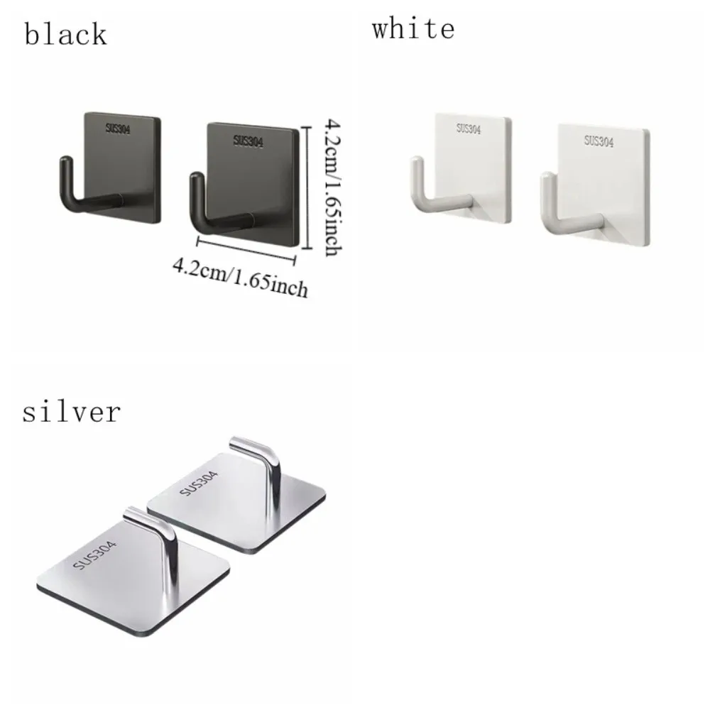 20PCS Strong Adhesive Stainless Steel Hook Thickened Rustproof Non Perforated Hook Space Saving Square Seamless Metal Hook