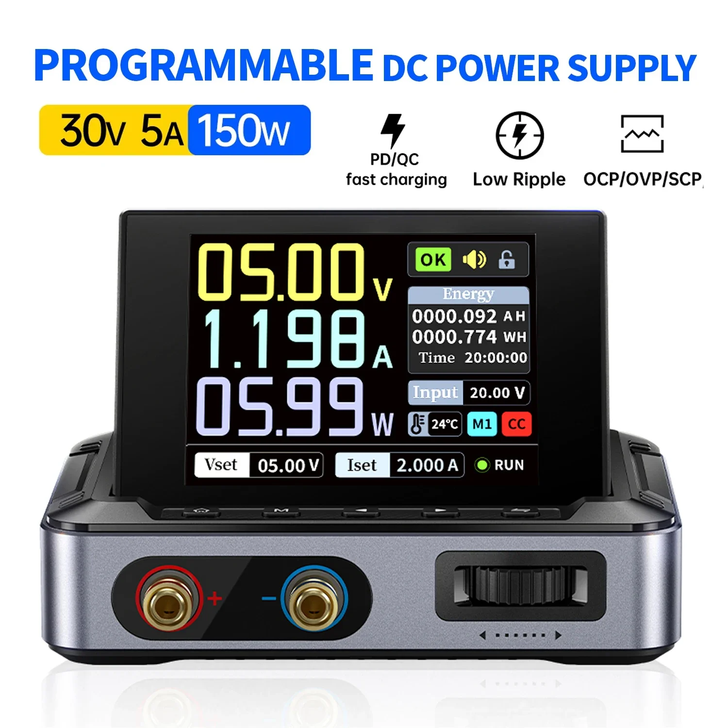 

FNIRSI DPS-150 Mini Portable Regulator Switching Power Supply DC Regulated Power Supply CNC Adjustable 30V 5A Digit Display