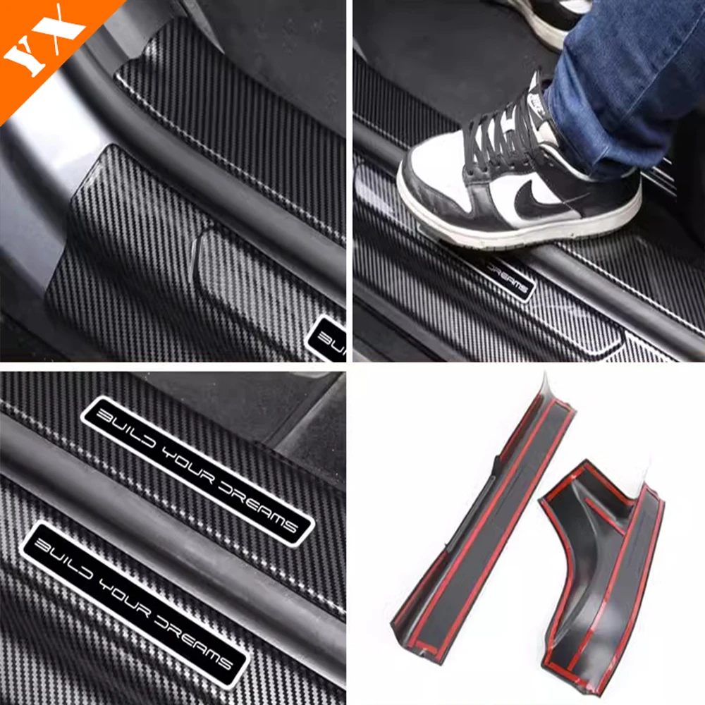 For BYD Song L 2024-2025 Exterior Accessories Auto Plastic Carbon Interior Door Sill Scuff Plate Welcome Pedal Cover Sticker