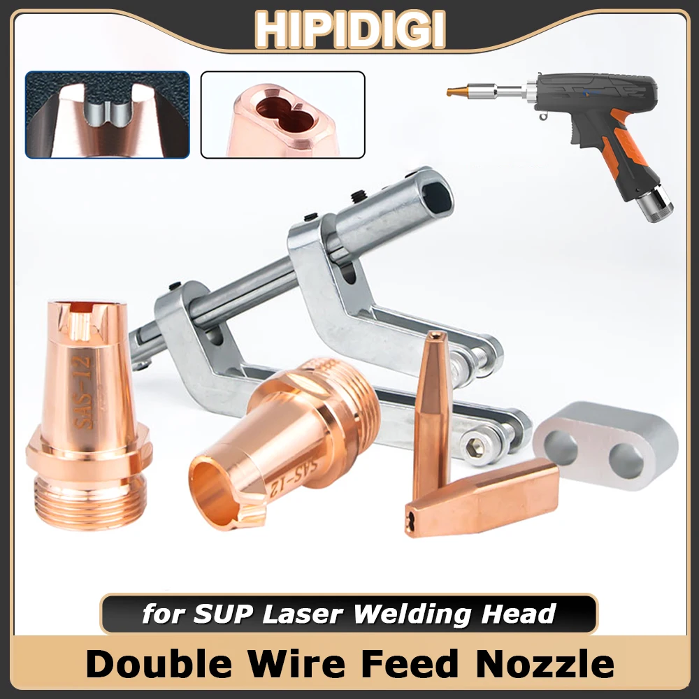 

SUP Laser Welding Nozzle M16 Double Wire Feed Nozzle for Dual Welding Wire Handheld Welding Head Copper Nozzle Connection Block