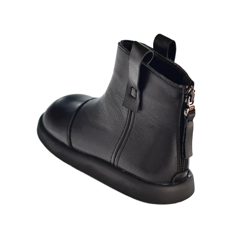 Zapatos para niños, botines de cuero genuino Chelsea informales para otoño e invierno, botas de montar de piel de vaca a la moda para bebés y niñas