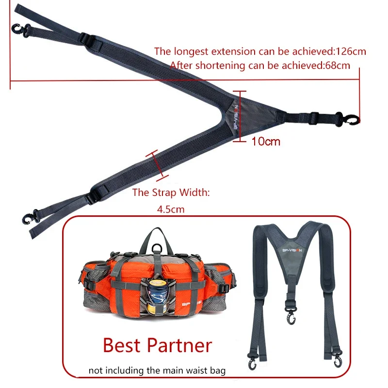 Outdoor Hiking Strap Camping Accessori Breathable Nylon Strap for Running Ergonomics Back Polyamide Adjustable Buckles