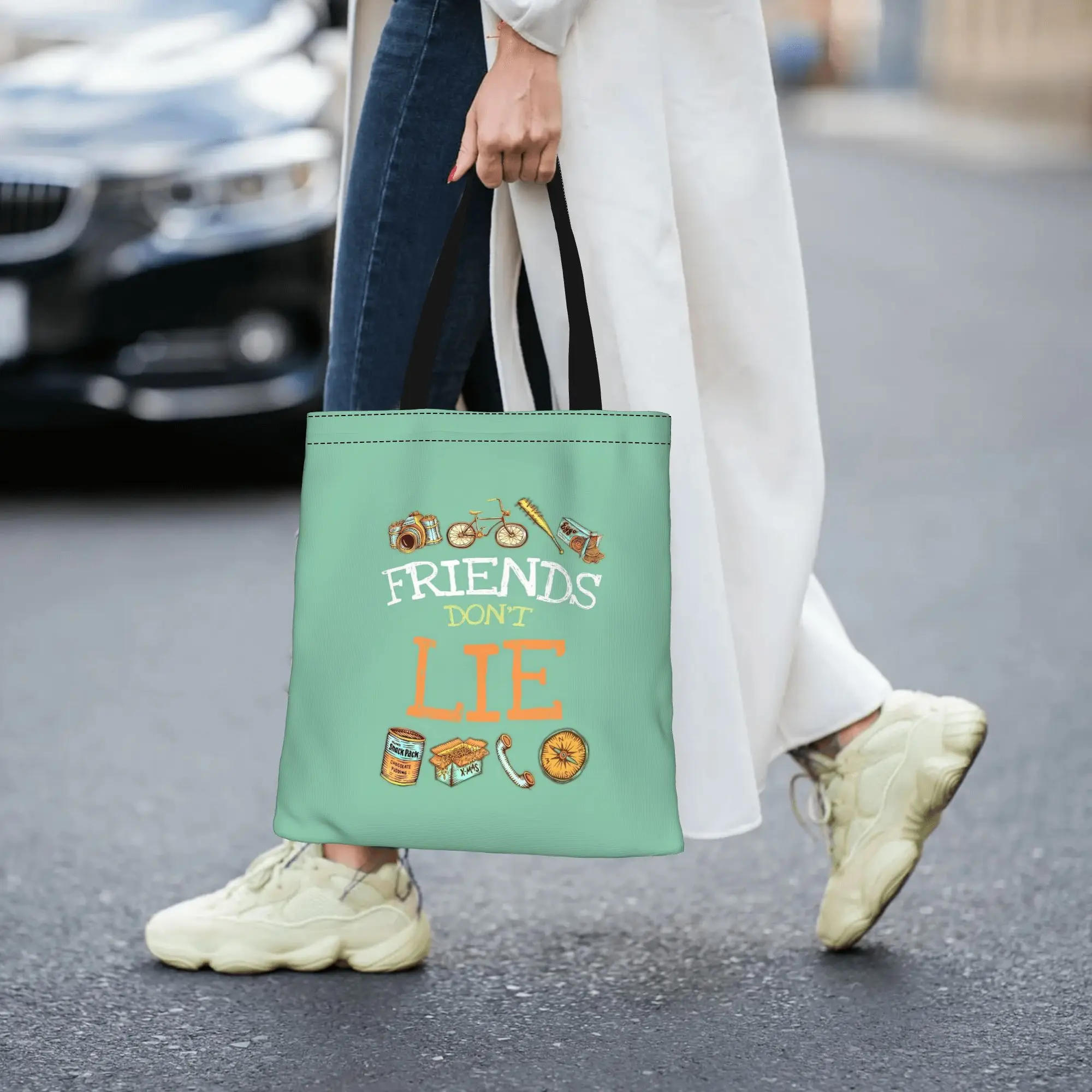 

Friends don't lie 6 ST Canvas Tote Bag Perfect for Outdoor Women's Top-Handle Bags