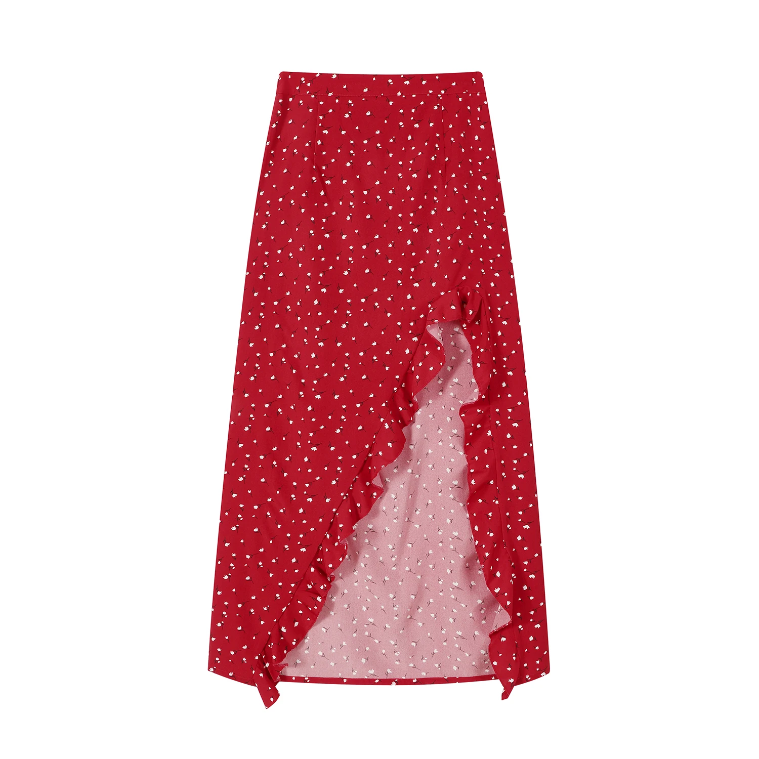 

High Waist Vintage Floral Printed Irregular Women's Umbrella Skirts 2025 Front Split Casual Loose Ruffles A-line Skirts Female