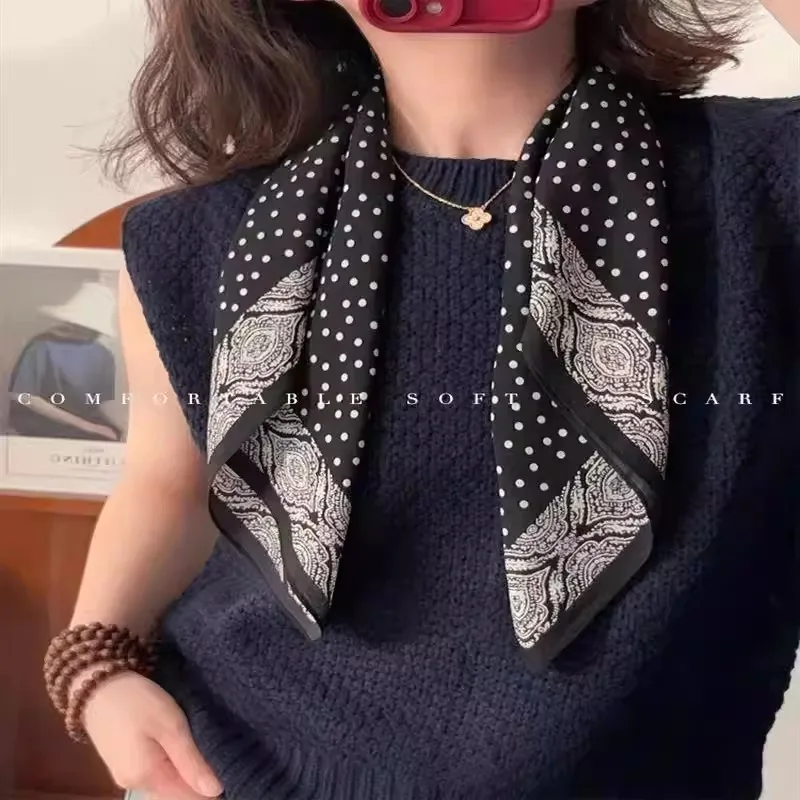 

100% натуральный шелковый шарф, женский новый бандана, квадратные шарфы, элегантный платок 65 см, модный роскошный хиджаб высокого качества