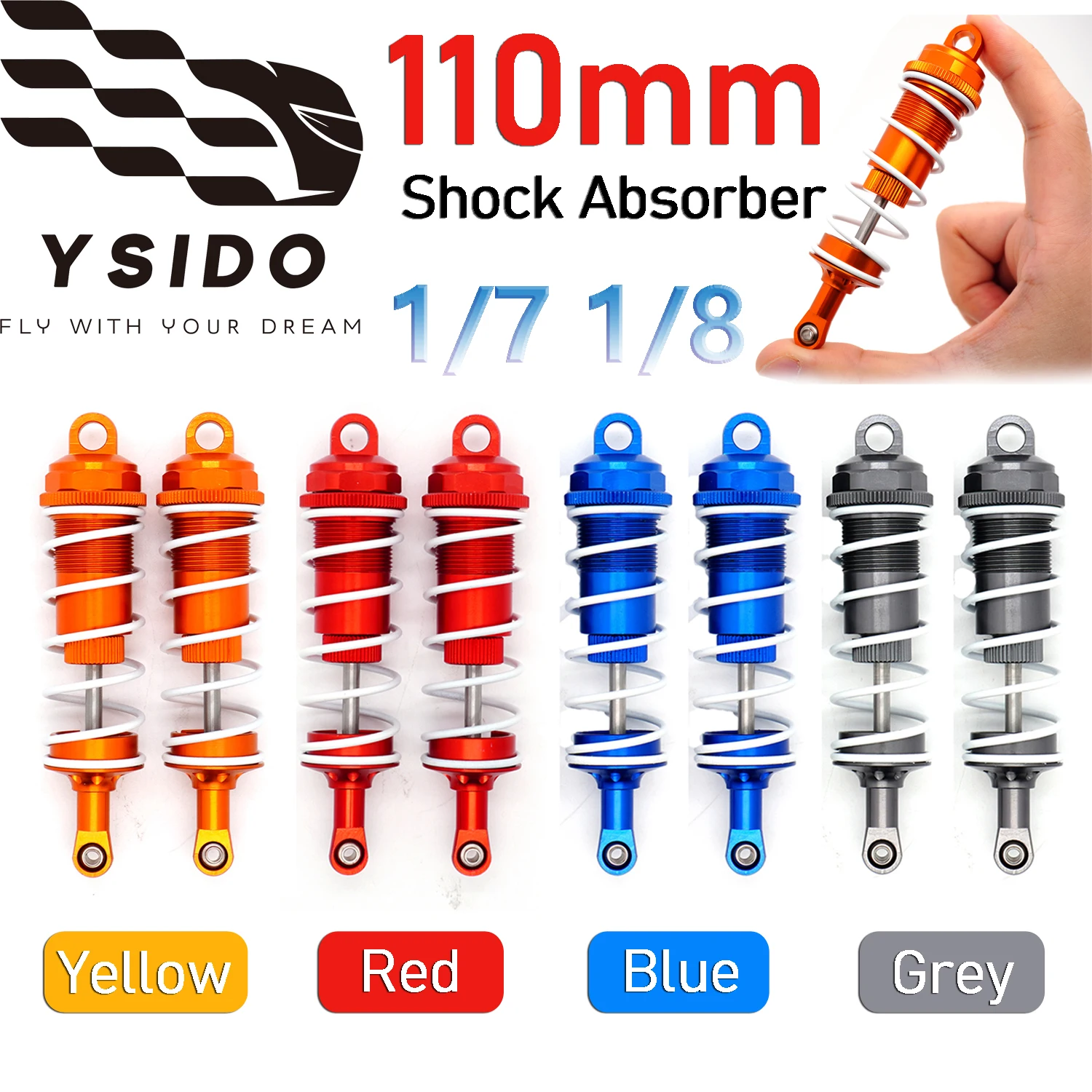 

2/4PCS YSIDO Shock Absorber 110mm Damper Suspension for 1/7 1/8 ZD Racing EX07 JLB HSP EM HPI Redcat RC Car Upgrade Accessories