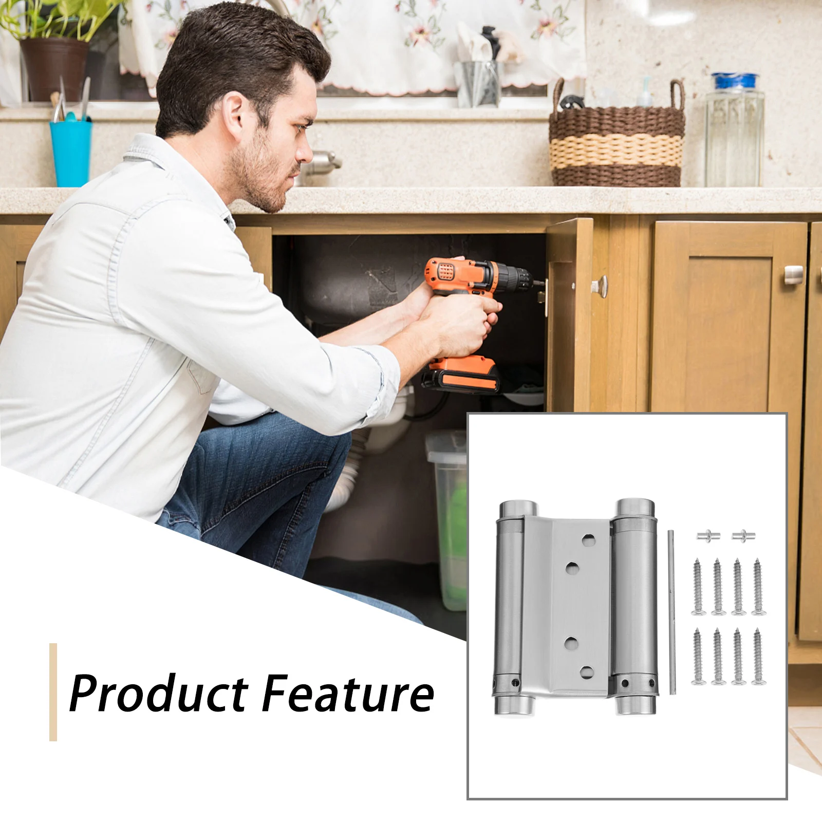

Automatic Rebound Spring Hinges Heavy Duty Silver for Doors Adjustable Door Spring Hinge Stainless Steel Hinge Durable