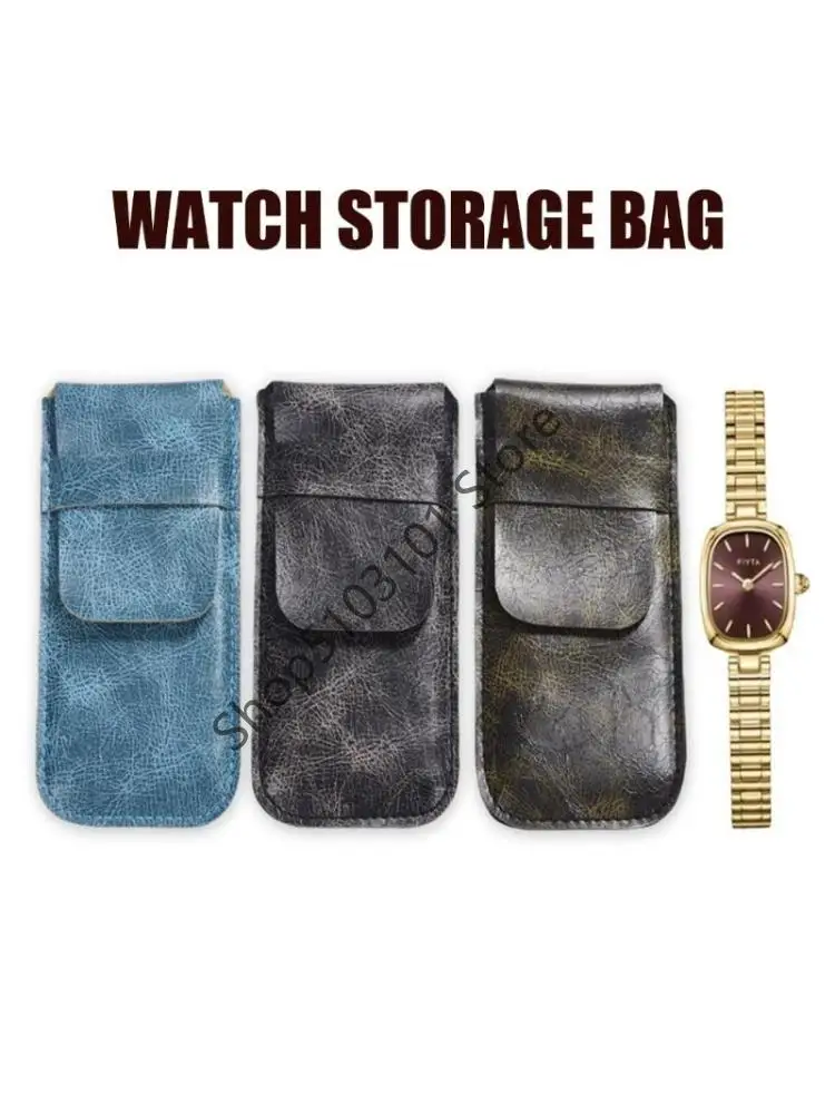 

X6HE Leather Watch Travel Pouches Comfortable Storage Organizers PU Texture for Watch