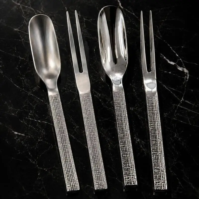 Stainless Steel Spoon Hammer Handle Fork Coffee Tea Fruit Scoop Watermelon Ice Cream Dessert Spoon Tableware Set Storage