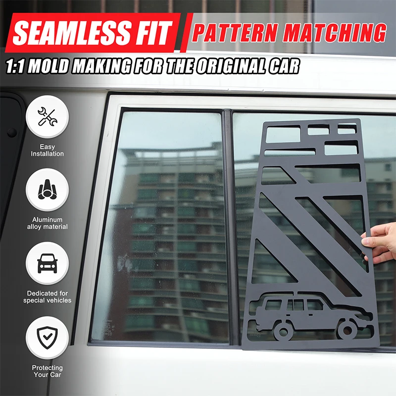 For Toyota LC76 LC7x 2007-2026 aluminum alloy black rear window explosion-proof patch car rear window decoration accessories