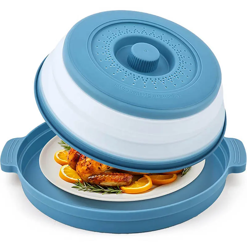 10.2 inch Microwave Plate Cover 2 In 1 Cover as Splatter Guard Collapsible Lid for Plate Dish Bowl Multi-Purpose Kitchen Gadget