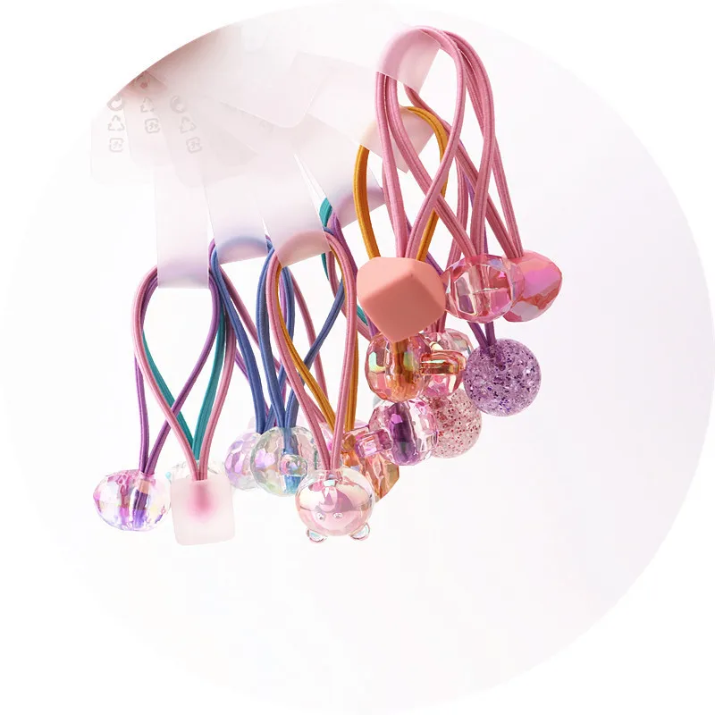 3pcs/lot Candy Color Cracked Shaped Pendant Hair Rope Glitter Ponytail Holder Elastic