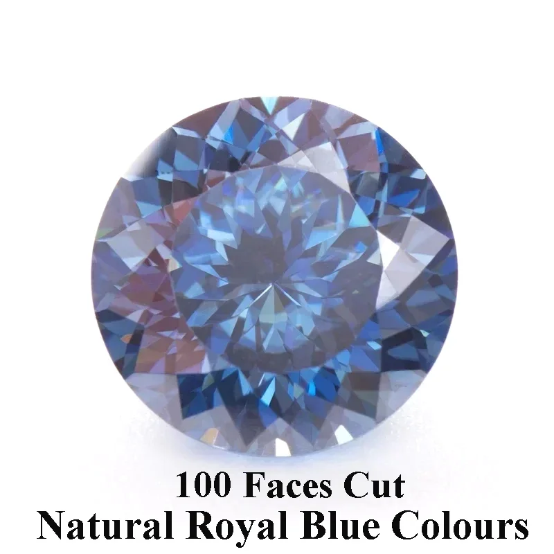 

Moissanite Stone Natural Royal Blue Colours 100 Faces Cut Round Shape Gemstones Jewelry Making Materials with GRA Certificate