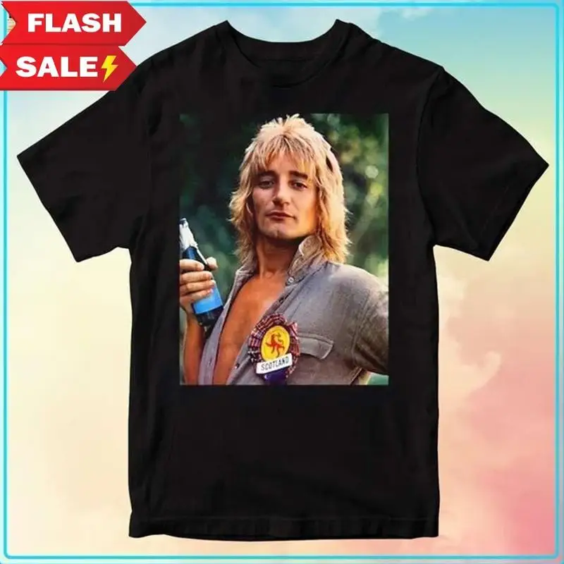 

NEW Rod Stewart Retro 70s Unisex T-Shirt Black Cotton All size S-5XL 16D369