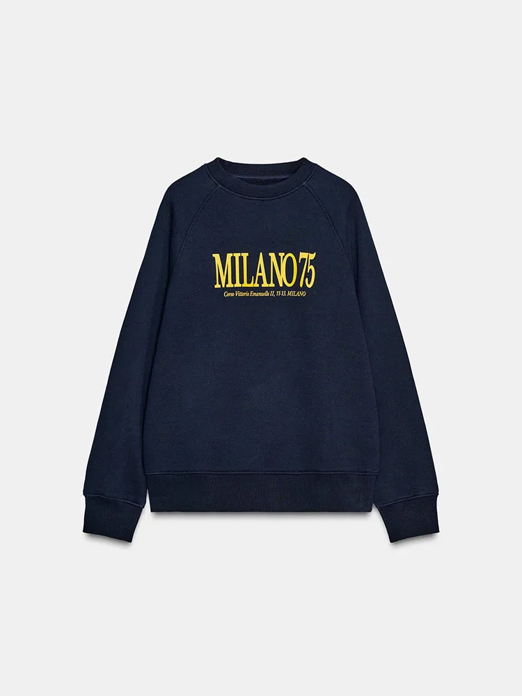 New 2025 Winter Women's Sweet Personali Match Long Sve round Ne Printed Sweatirt Casual Comfortable Loose Sle