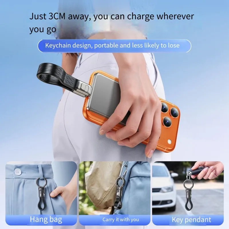 B04C-USB4 Full Function Keychain Portable Hanging Rope Data Cable Pd240w Fast Charging Dual Head Type-C Port