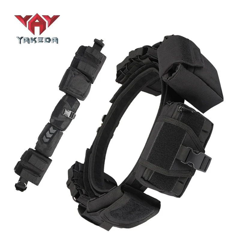 YAKEDA Tactical Waist Bag CS Combat Molle Airsoft Belts 6 in 1 Storage Bag Hiking Pouch Padded Belt Hunting Accessories