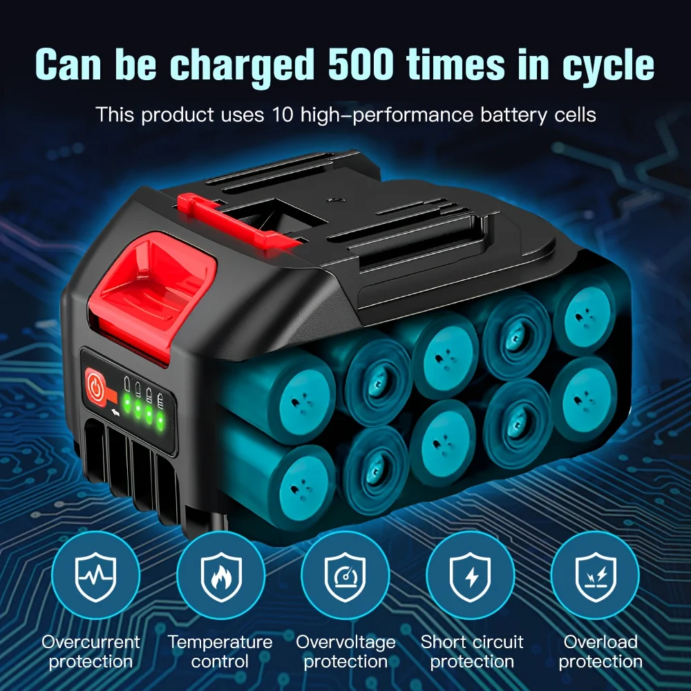 LINGYUE 21V Replacement Battery – 6.0Ah For Makita 18V B-Series, Compatible With BL1850B/BL1840B, 5S3P Li-Ion