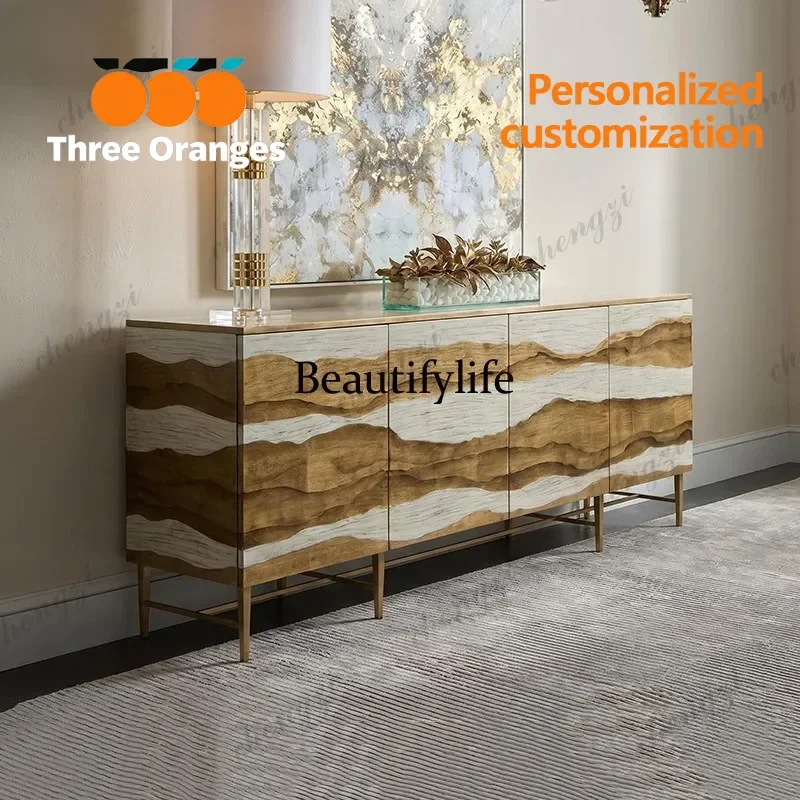 R134 American light luxury four-door dining side cabinet creative mountain pattern decorative storage foyer storage cabinet