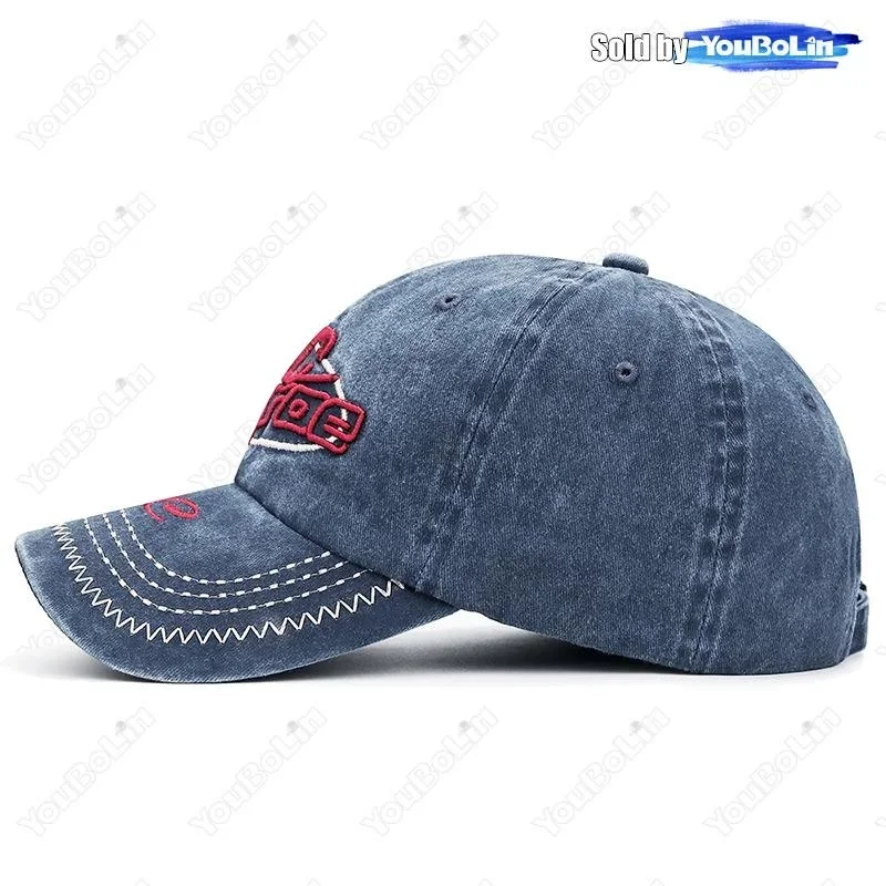 New European and American style coating faded old baseball cap three-dimensional embroidery PC letter sunshade soft top hat