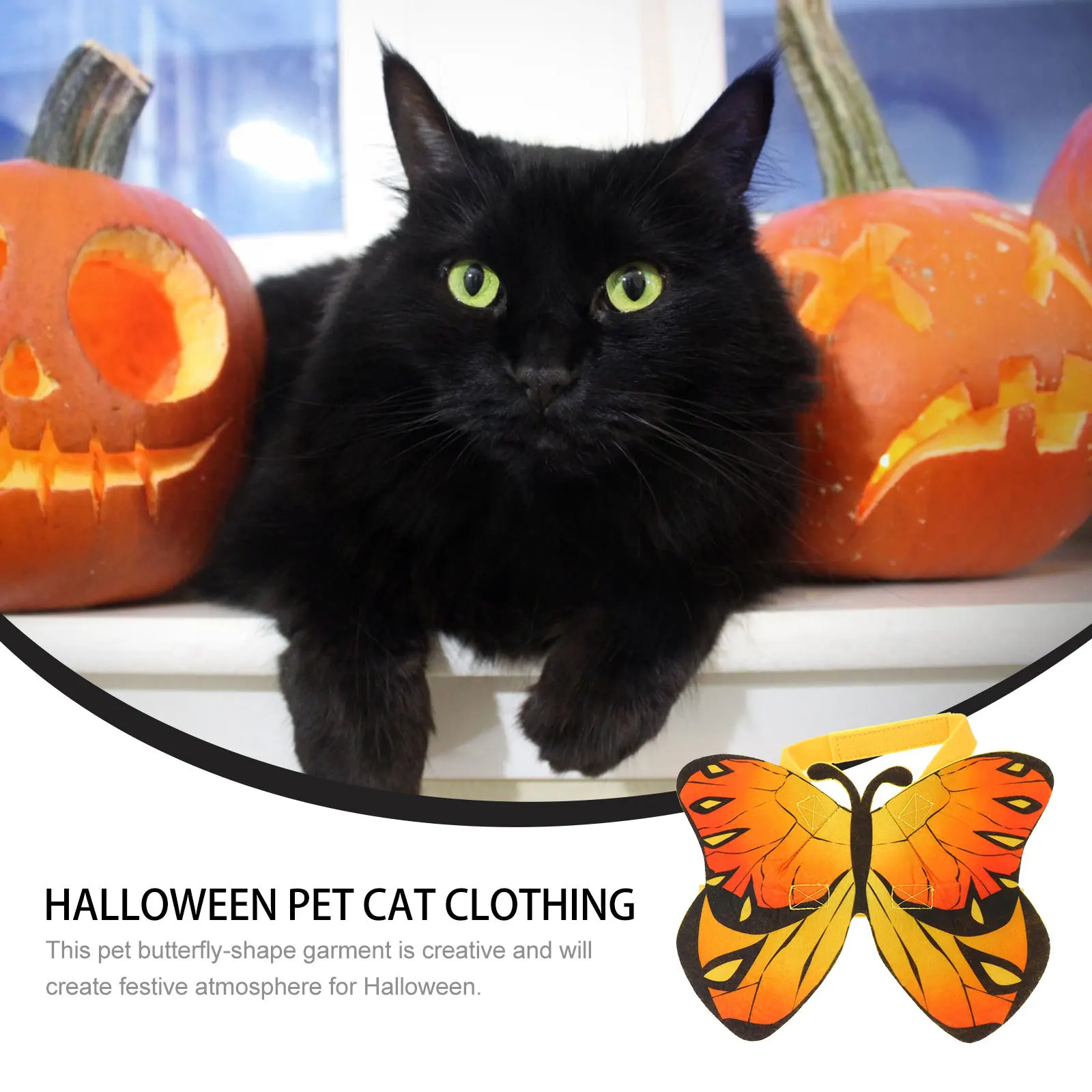 

Pet Butterfly Print Clothing For Cats Halloween Party Cosplay Costume Lightweight Festival Apparel Adjustable Cat Garment