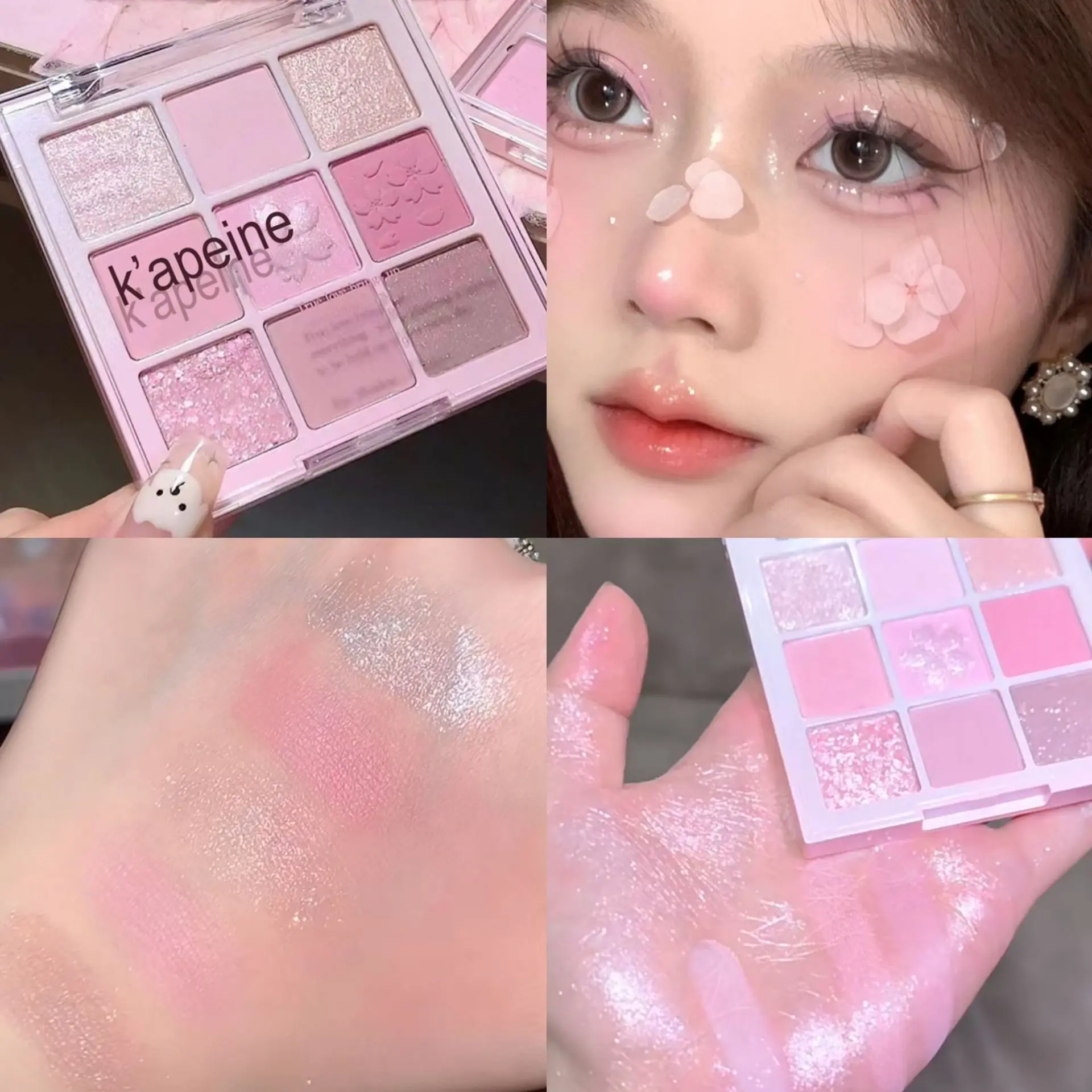 Rose Pink Glitter Lidschatten Palette Sakura Perlmutt Lidschatten lang anhaltende nackte glänzende Augen Pigmente koreanische Make-up Kosmetik