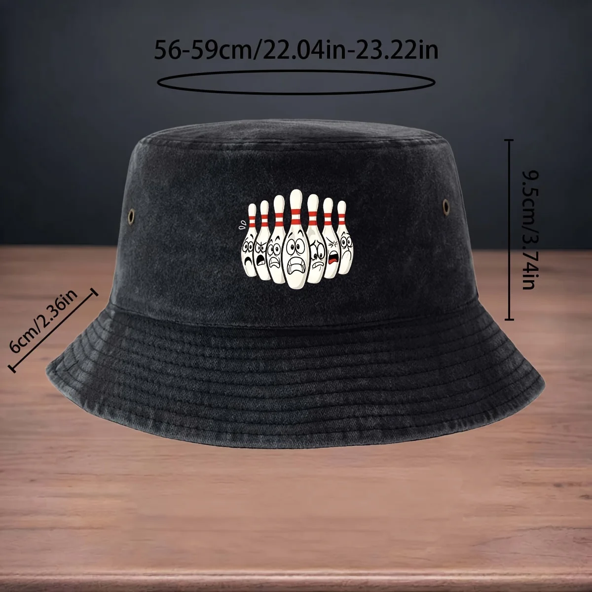 High-quality Printed Bowling Pin Pattern Bucket Hat for Fishing and Lure Fishing. Foldable for Easy Storage and Portability. Uni