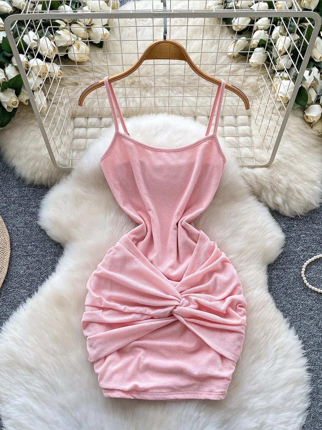 

Pure Desirable Spicy Girl Design Knot Strap Wrap around Waist Slimming Sexy Women's Dr High Waist A-Line Skirt Summer