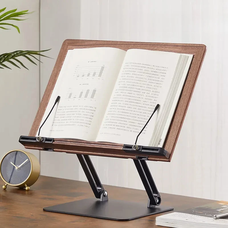 Kawaii Desk Accessories High-Grade Walnut Wood Reading Rack Wooden Book Stand Book Holder Porta Livro for Desk Decor