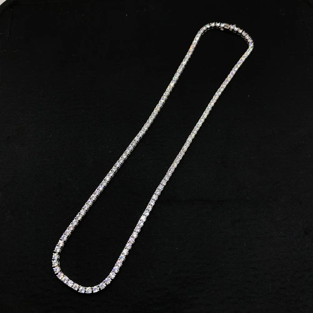 CSJ 100% Guarantee Real 925 Sterling Silver 40/42/45CM Tennis Necklace 2-3mm Zircon Chain for Unisex Choker Party Jewelry Gift