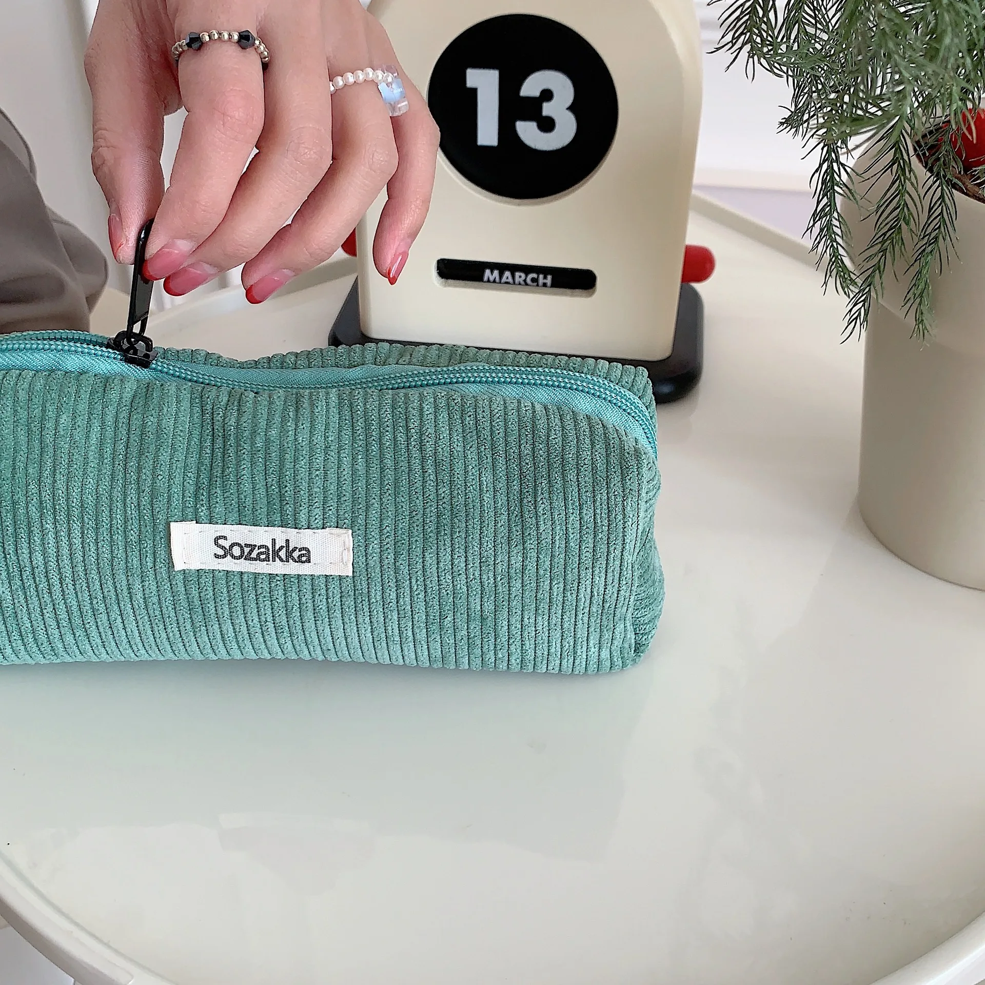 Retro Cord Federmäppchen Reise Kosmetik Lippenstift Schreibwaren Aufbewahrungstasche Frauen Make-up Handtaschen Organizer Tasche Federmäppchen