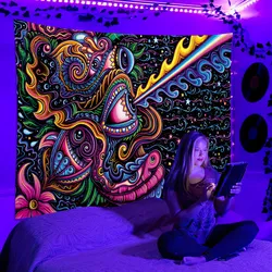 Fluorescent Tapestry UV Psychedelic Aesthetic Wall Hanging Hippie for Bedroom Dorm Independent Room Decoration