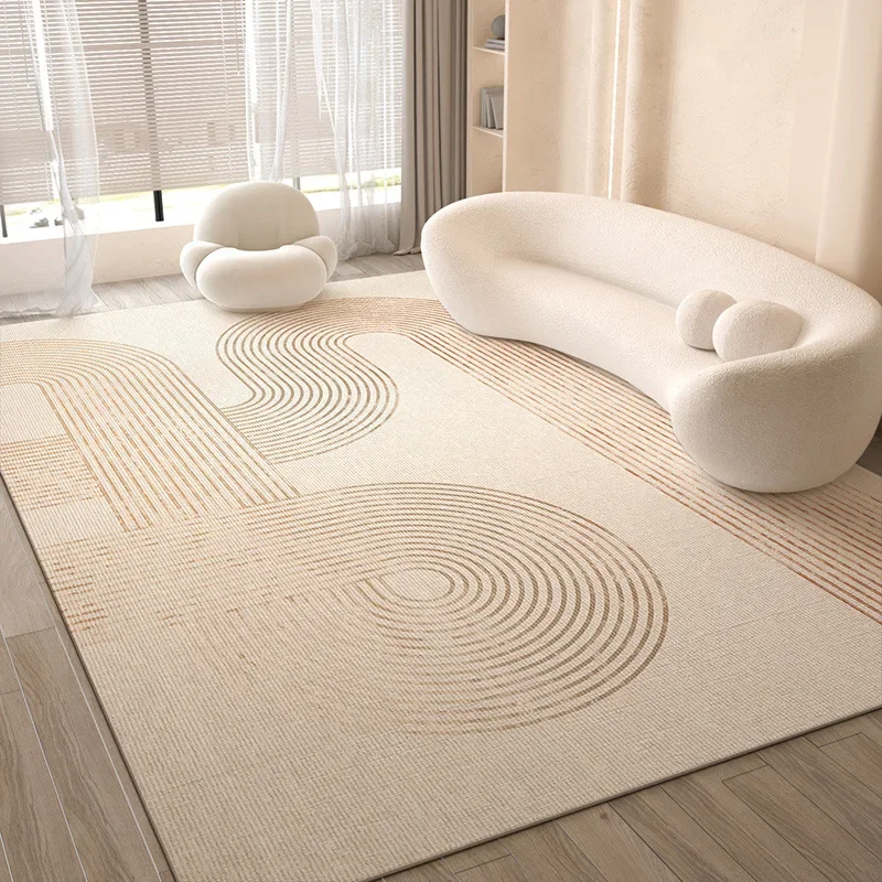 VIKAMA Wohnzimmerteppich im cremefarbenen Stil, wasserdichter und rutschfester Teppich für Sofa, Couchtisch, Schlafzimmer-Bodenmatte, Heimdekoration