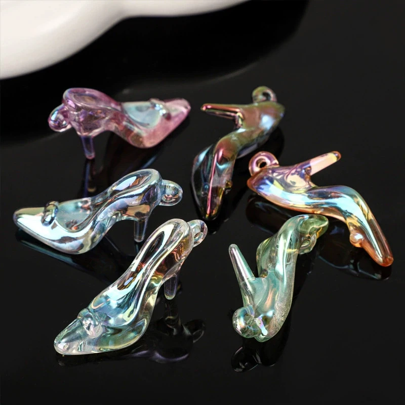 Acrylic UV-Coated Hanging Hole Transparent High Heel Beads DIY Hanging Ring Keychain Bag Car Hanging Accessory Material