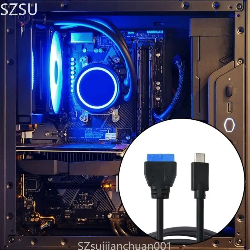 SZSU Type C Male to IDC20P Female Header Extension Cable Adapter Cable 20Pin Data Cable for Computer Motherboard 50CM/100CM
