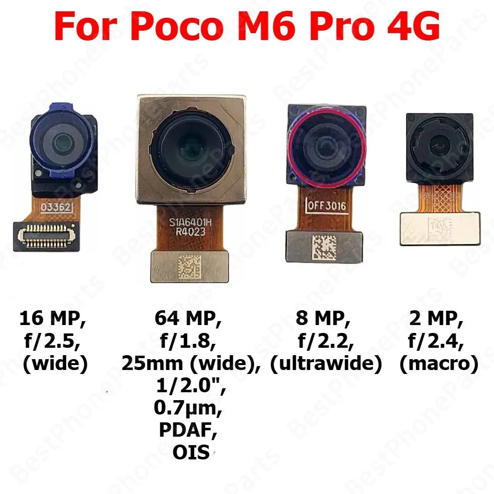 

Camera For Xiaomi Poco M6 Pro 4G PocoM6 M6Pro Rear Backside Front Facing Frontal Selfie Back Camera Module Mobile Phone Parts