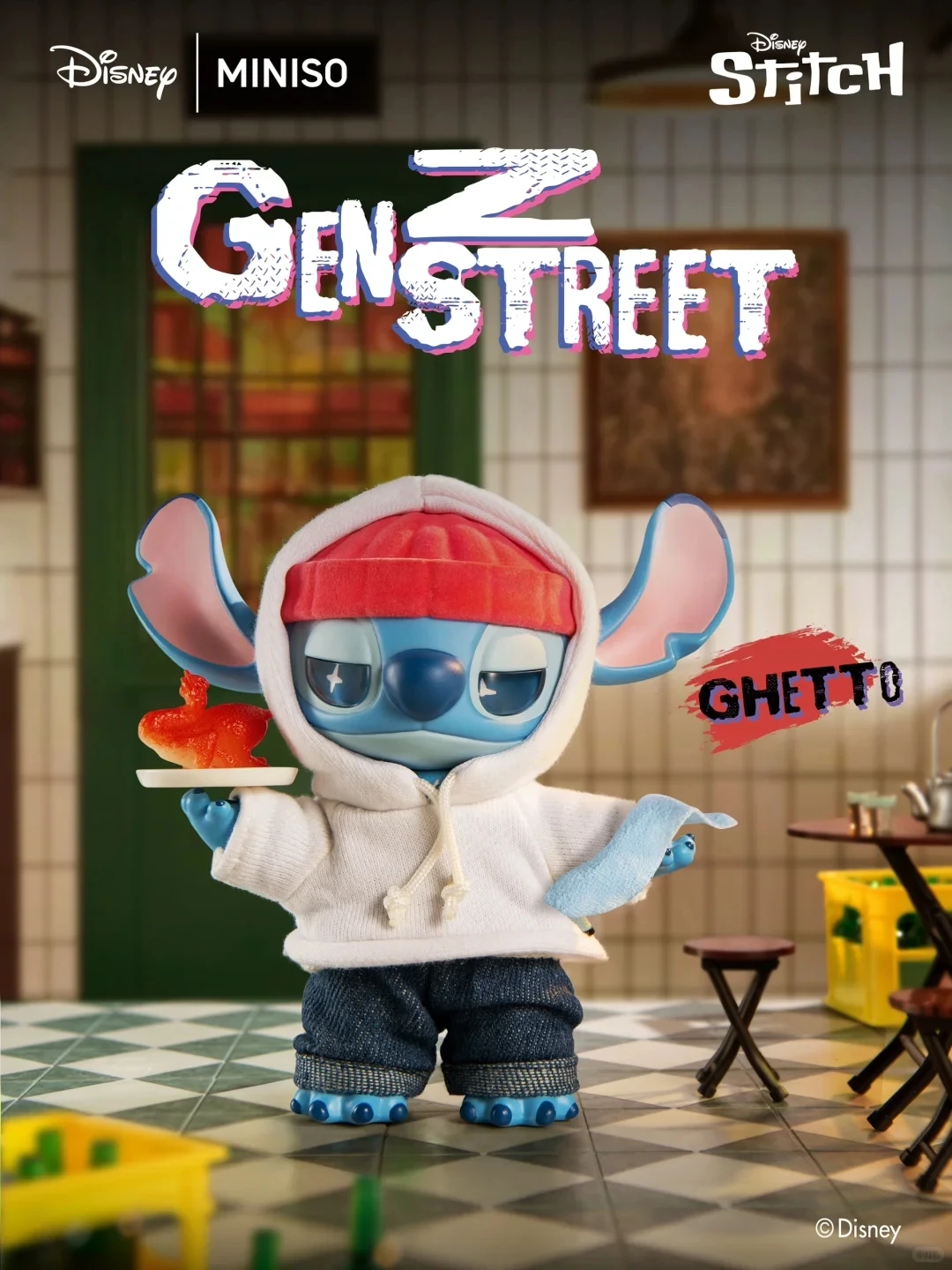 

MINISO Genuine Stitch Gen Z Street Blind Box: виниловые подвески, сумки в подарок, posable dolls — коллекционный сюрприз.
